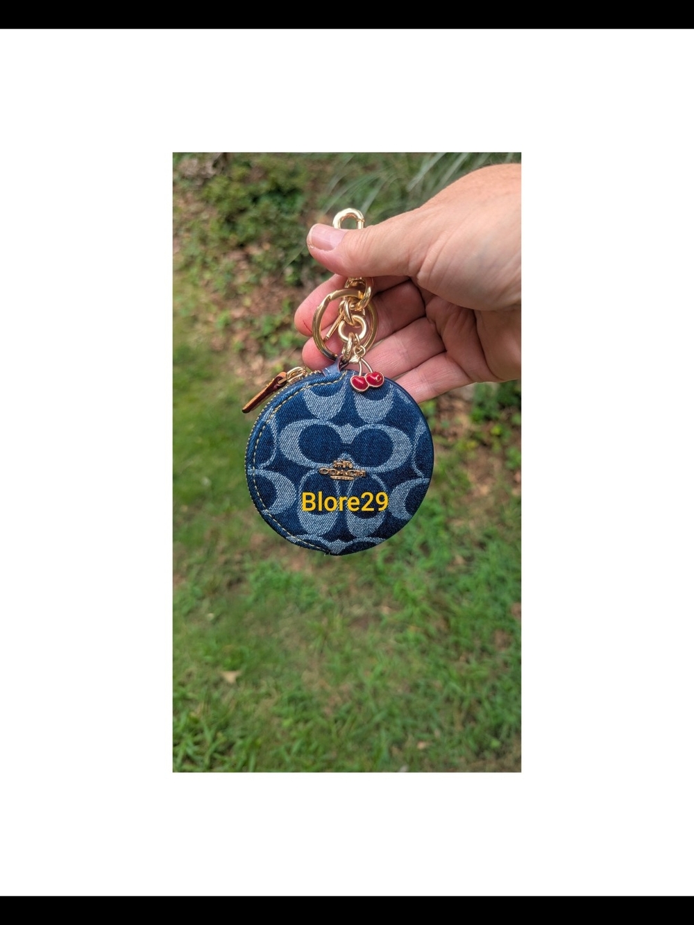 Coach Circular Coin Pouch Bag Charm in Signature Denim. Style number CZ256.